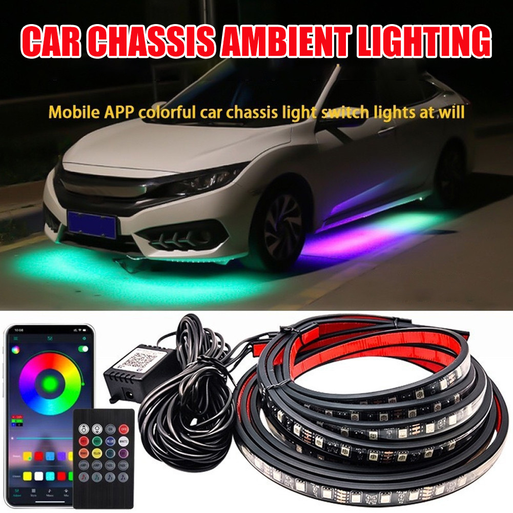 ไฟ LED ติดรถยนต์ RGB กันน้ำ ควบคุมผ่านแอป สำหรับประดับตกแต่ง