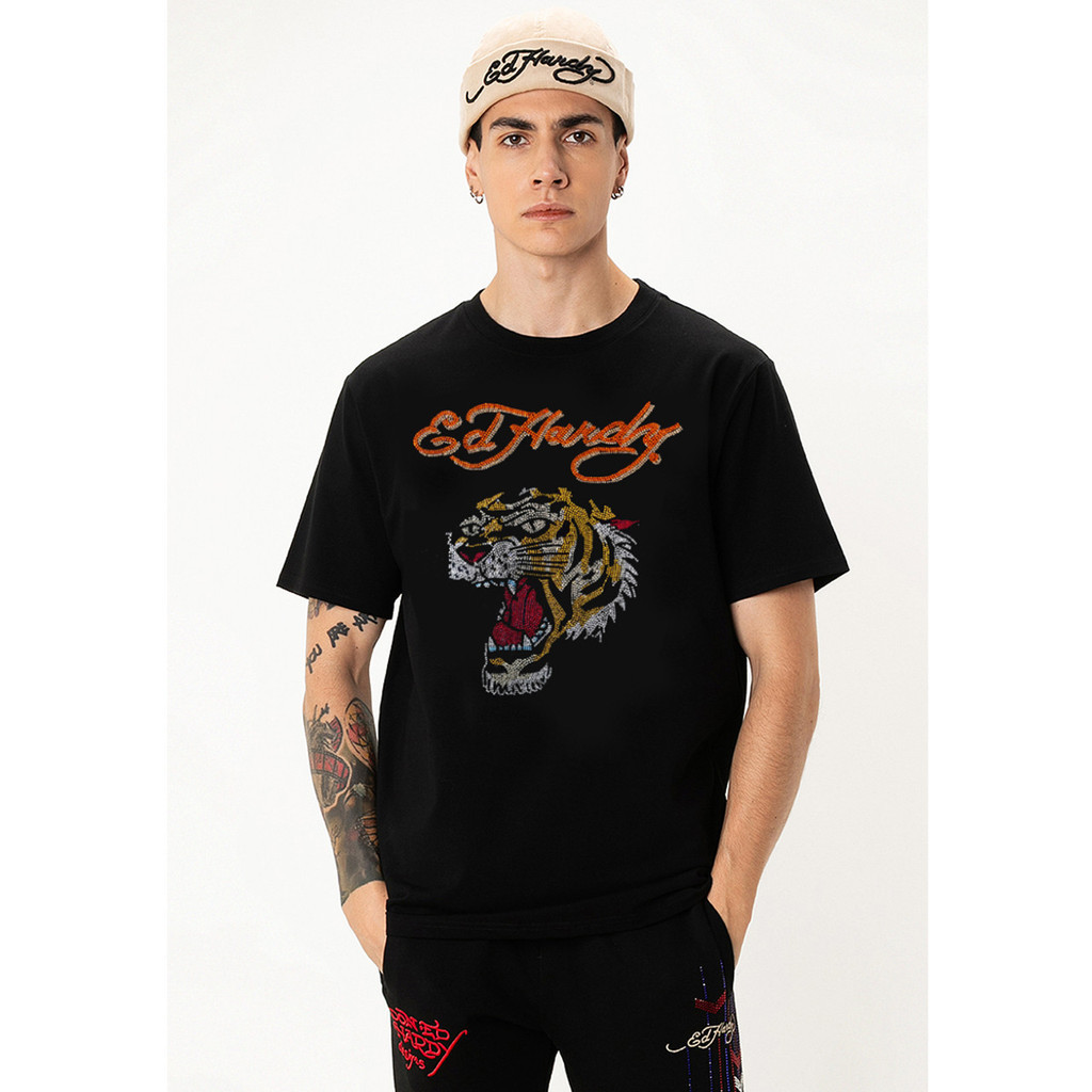 Ed Hardy เสื้อยืดแขนสั้น ลายเสือ แฟชั่นใหม่