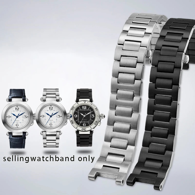 สําหรับ Cartier Pasha PASHA series WSPA0013 W31077U2 เว้าเหล็กสายนาฬิกาสแตนเลส 18 * 10 มม.20 * 12 22