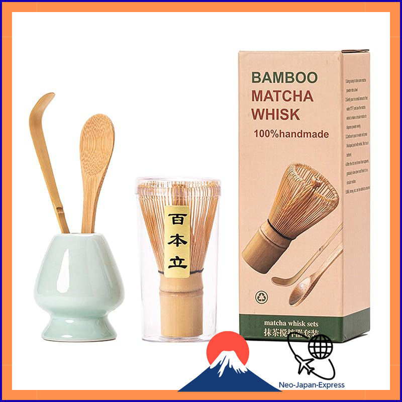 Matcha Tea Ceremony Set - 4-Piece Traditional Tools for Tea Preparation (Matcha Green)
