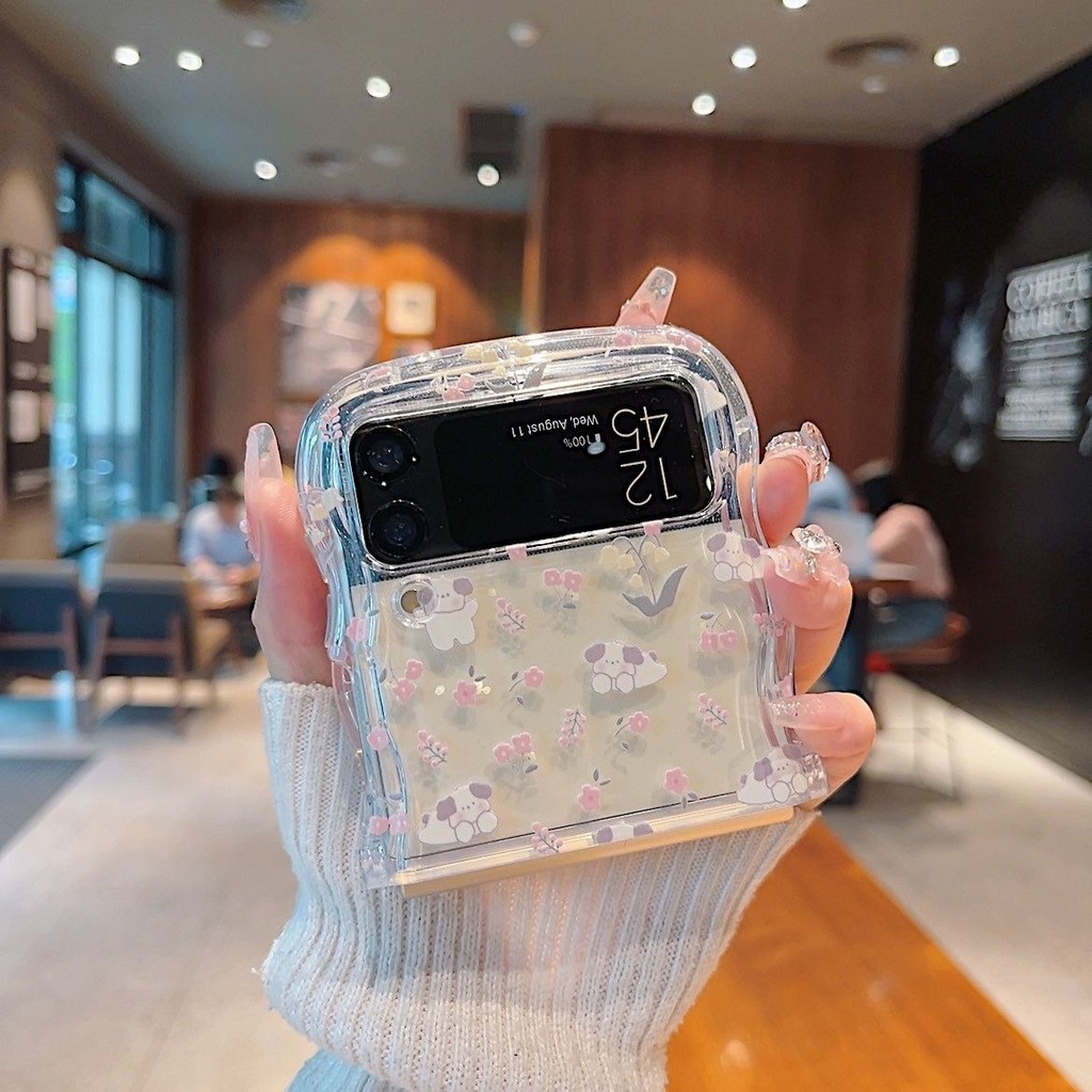 พร้อมส่งจากไทย !  เคสฟลิปใสแข็งแบบไม่มีมุมขอบ กันกระแทกดีเยี่ยม for Samsung Galaxy  Flip6 Flip5 Flip4  Flip3