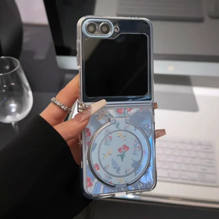 ✿พร้อมส่ง/กรุงเทพ✿ เคสSamsung เคสฟลิป เคสใส เคส for Samsung Galaxy Flip6 Flip5 Flip4 Flip3 คุณภาพสูง ขนนกสีเงิน