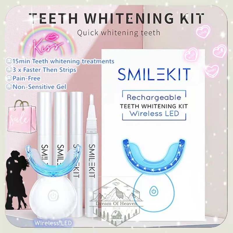 【BB】Professional teeth whitening wireless LED light machine SMILEKIT Dental care kit 4 teeth whiteni