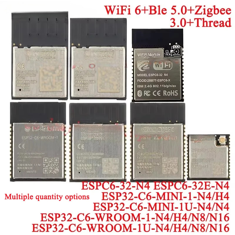 2 ชิ้น/1 PC ESP32-C6-WROOM-1 1U N4 N8 N16 H4 ESP32C6 2.4GHz Wi-Fi 6 Ble 5 Wifi โมดูลไร้สาย 4MB 8MB 1