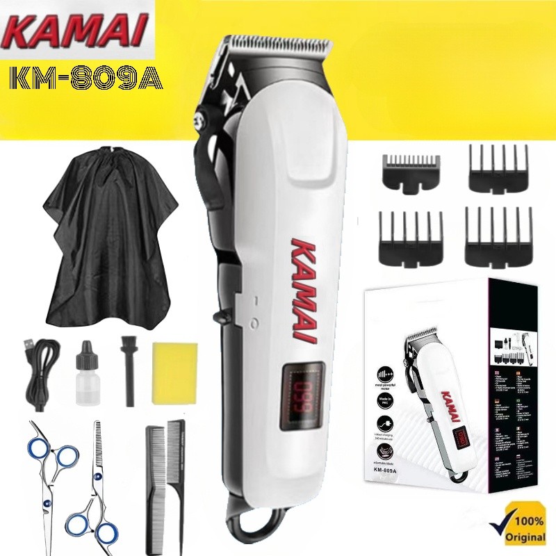 เครื่องตัดผมไฟฟ้าแบบไร้สาย KAMAI แบบมืออาชีพสำหรับผู้ชาย พร้อมชาร์จไฟ รุ่น Km-809a