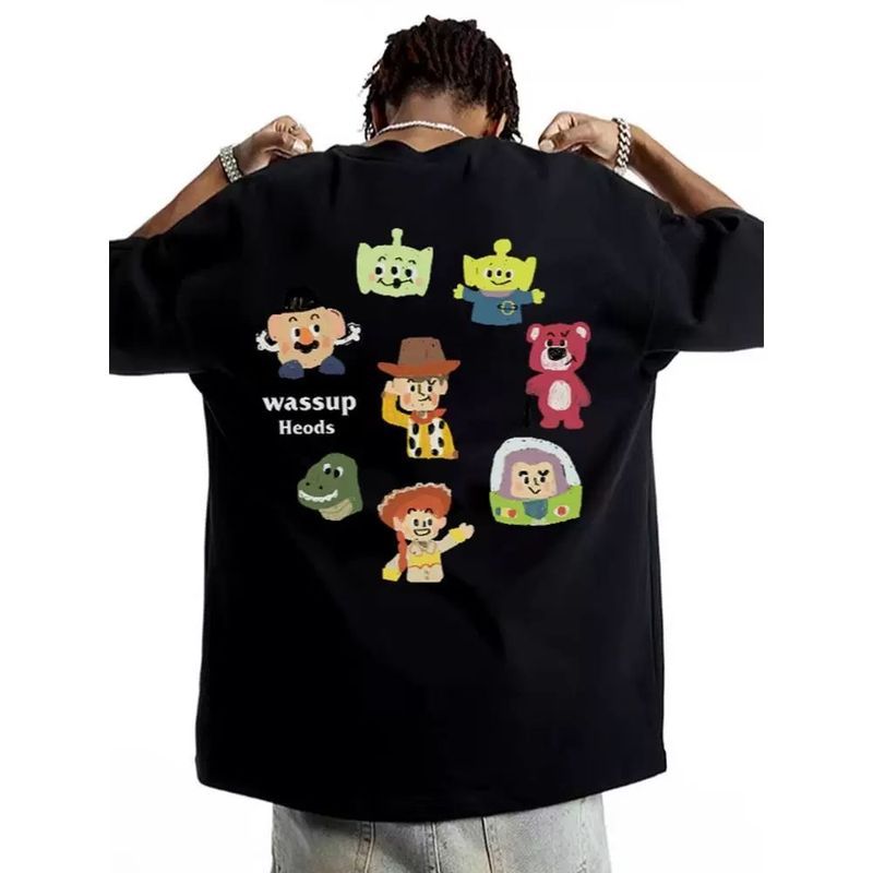 Toy Story Joint Shirt แขนสั้น สไตล์การ์ตูน จากซีรีย์ Merchatise Woody ทำจากผ้าฝ้ายหนัก สวมใส่สบาย