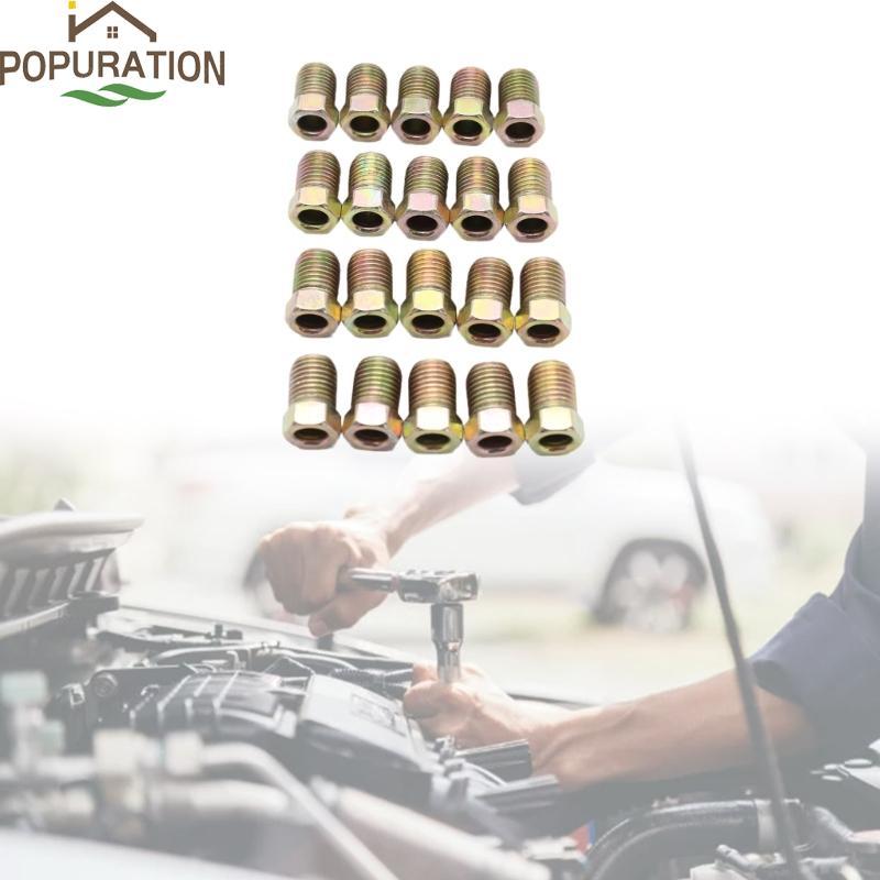 POP 20 แพ็ค 3 8-24 Inverted Tube Nuts Automotive-Parts Gold Zinc Threads Nuts Fit สําหรับ 3 16 นิ้วห