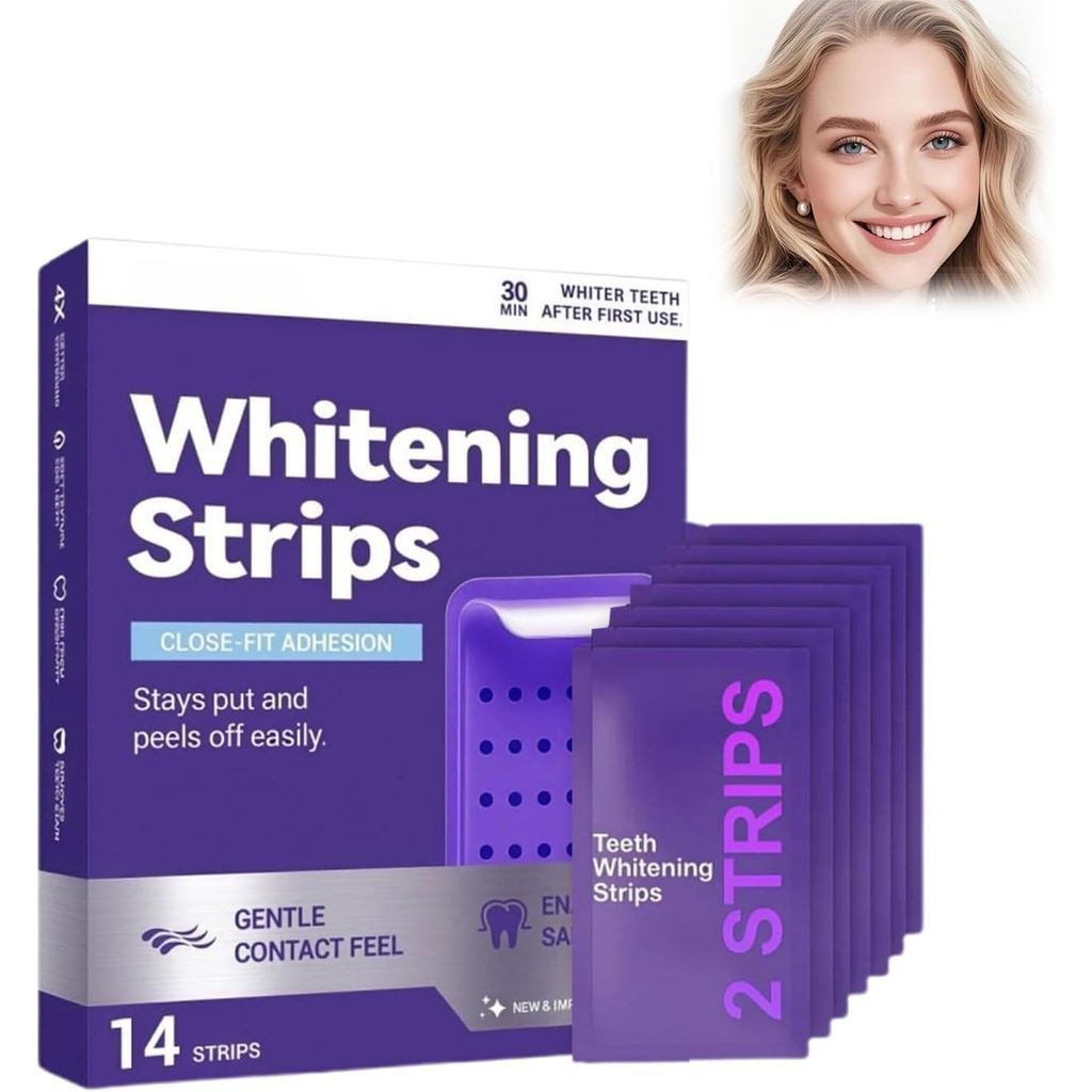 Purple Teeth Whitening Strips,Gentle Daily Purple Whitening Strips for Surface Stain Reduction & Nat