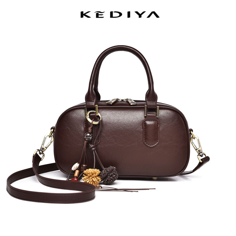 Handbag KEDIYA 2026 Fashion Commute Shoulder & Crossbody Bag Vintage Pillow Bowling Bag for Women
