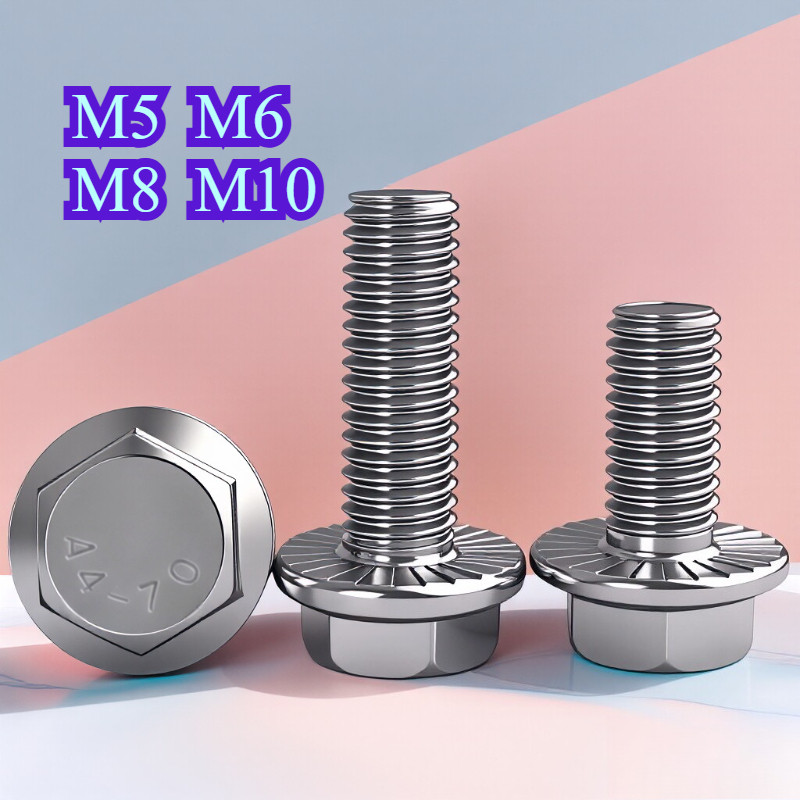 น็อตหัวหกเหลี่ยม หน้าแปลน สแตนเลส 316 โบลท์หกเหลี่ยม GB5789 เกลียวมิล M5 M6 M8 M10 ยาว 8-50 มม.【WY1】