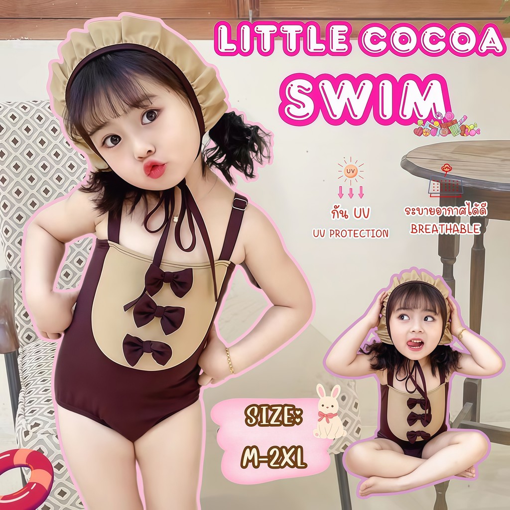 BABY BEACH ชุดเที่ยวทะเลเด็ก ชุดว่ายน้ำเด็กผู้หญิง วันพีชว่ายน้ำ สไตล์น่ารัก 👧มีไซส์ M-2XL ลวดลายน่ารัก Y456