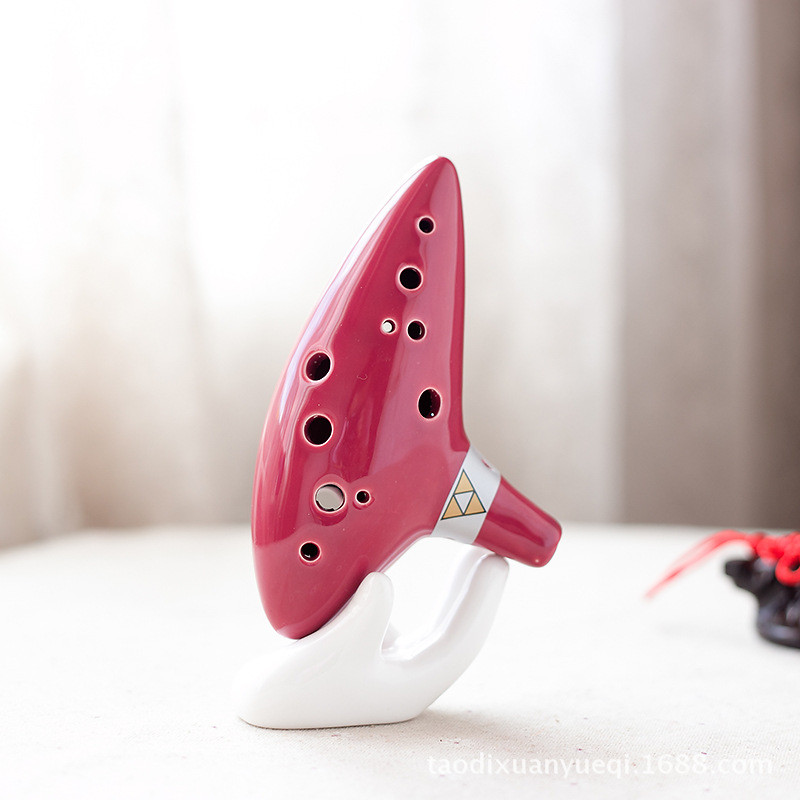 [เครื่องดนตรีขายดี] สีแดง 12 หลุม Alto C-Key Ocarina เครื่องดนตรีหัตถกรรม The Legend of Zelda Ocarin