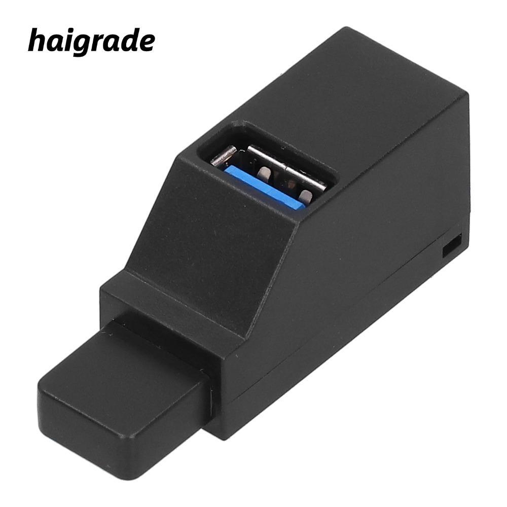 HAIGRADE 1PCS USB Splitter, Plug and Play 3 พอร์ต USB 3.0 Hub, แบบพกพาความเร็วสูงพร้อม Lanyard สีดํา