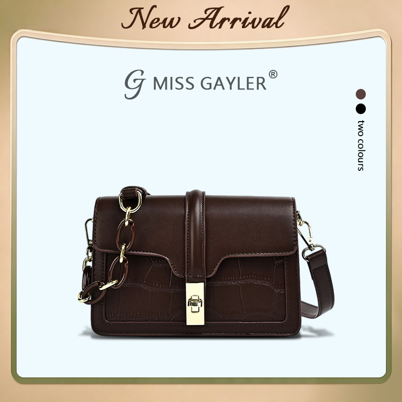 MISS GAYLER กระเป๋าสะพายข้าง กระเป๋าสะพายไหล่ หนัง PU ทรงสี่เหลี่ยม ดีไซน์กะทัดรัด หรูหราทันสมัย พร้อมส่งจากไทย ราคา ถูกที่สุด ดีลบีเคเค