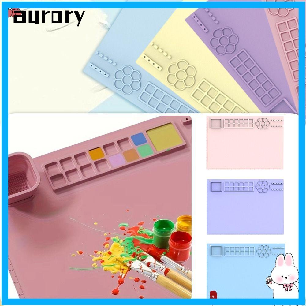 AURORY Art Crafts Pads, สี Handmade ซิลิโคนภาพวาด Mat,กันน้ําสีผู้ถือแปรง Art ภาพวาด DIY Graffiti Ar