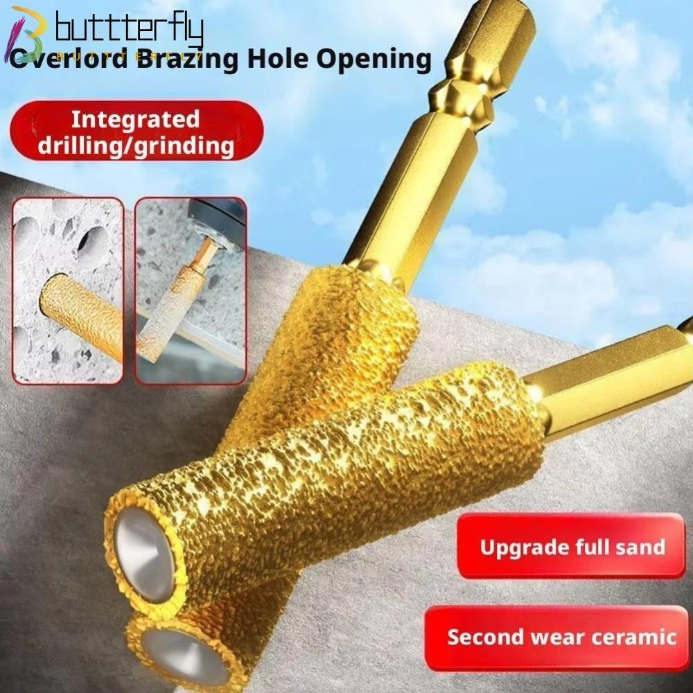 BUTTTERFLY ดอกสว่านเพชรกระเบื้องเซรามิกแห้ง, ตัดแต่งหัวเจาะแห้ง ดอกสว่านกระเบื้องก้านหกเหลี่ยม, มัลติฟังก์ชั่นแบบพกพารูขยายหัวเจียร – โปรปัง