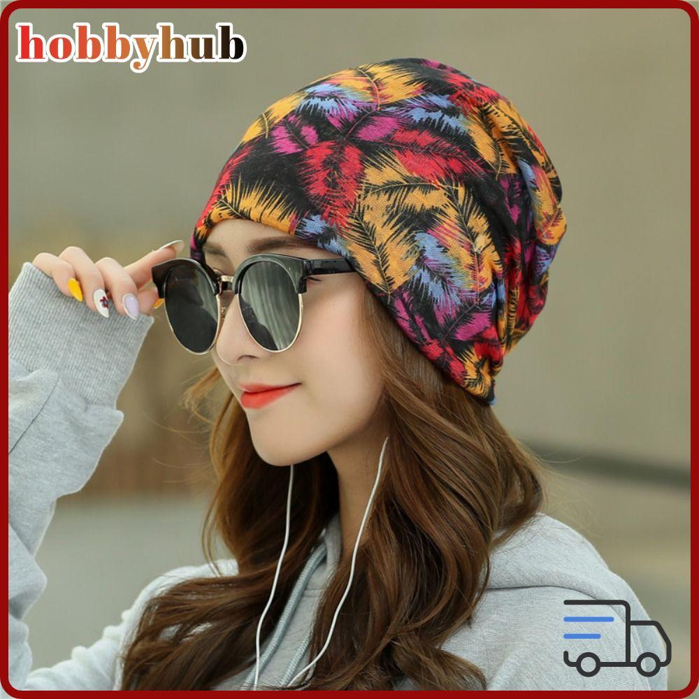 HOBBYHUB หมวกสำหรับผู้หญิง ออกแบบให้สวมใส่ง่าย ดีไซน์แบบ Slouchy Beanie และลายพิมพ์เก๋