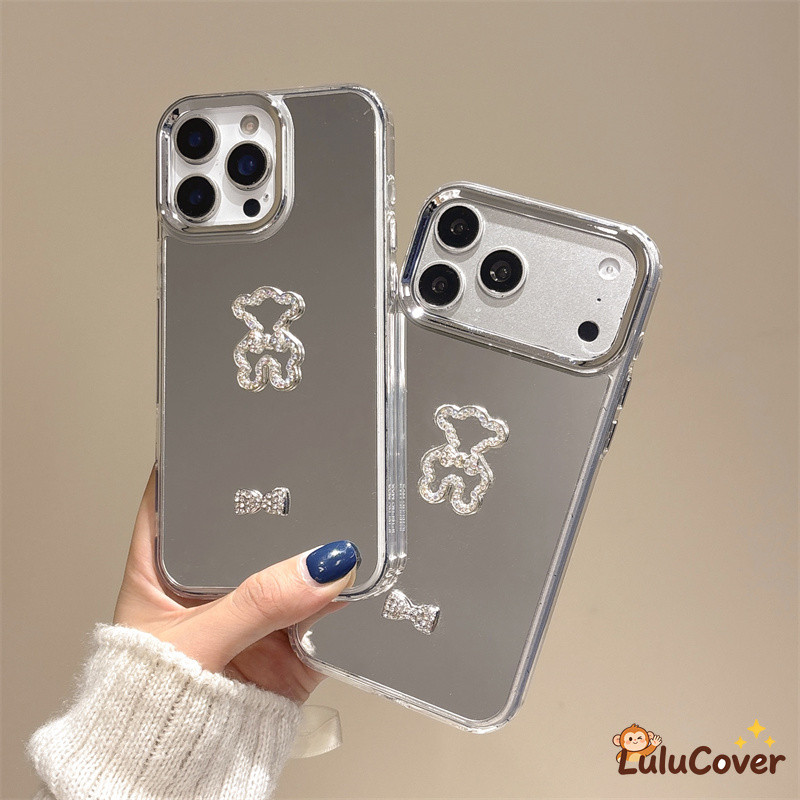 3D INSโบว์หมีRhinestoneกระจกแต่งหน้าสําหรับRealme GT 8 7 5 Pro 3 Neo 7X 7 6 5 SE 240W V70 V60 V60S V