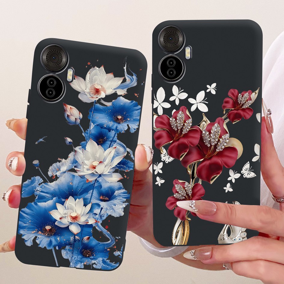 สําหรับ Itel S18 S663L กรณี Vision 5 S663LC ยอดนิยมดอกไม้ซิลิโคนนุ่มสีดํา Fundas สําหรับ Itel S18 Pr