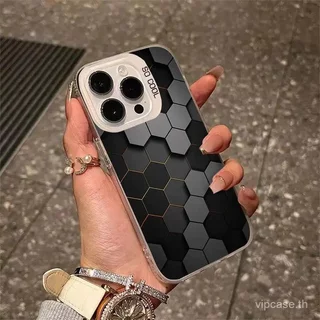 เคสโทรศัพท์โทรศัพท์ Cool สีดํารังผึ้งเหมาะสําหรับ iPhone 14promax 15promax 14 15 16 17 pro max 13promax 12pro 11promax 14plus ซิลิโคนป้องกันกรณี