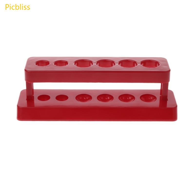 Picbliss 1pcTest Tube Holder 6 Hole Plastic Rack Red Stand Shelf Laboratory