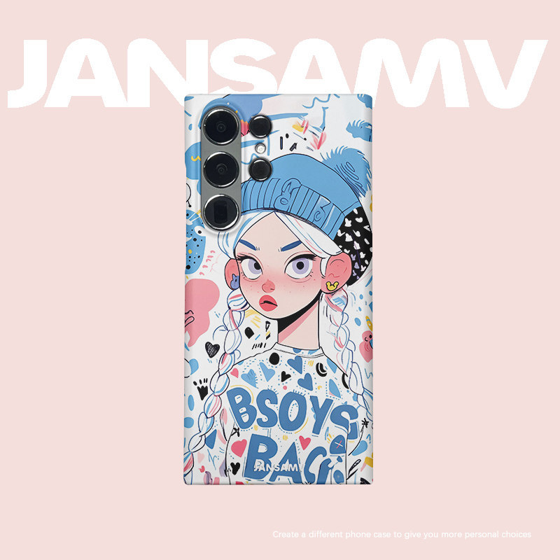Y2K สาวเหมาะสําหรับ Samsung S25ultra เคสโทรศัพท์สีแดง s24/s23/s22note20ultra ครึ่งแพ็ค Hard Case เกา