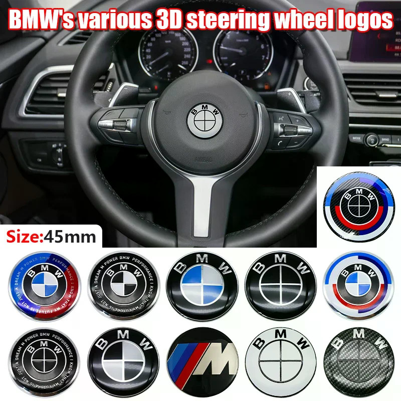 โลโก้รถพวงมาลัยตกแต่งป้ายสติกเกอร์สัญลักษณ์อุปกรณ์เสริมสําหรับ BMW M โลโก้ X1 X2 X3 X4 X5 X6 G07 G86