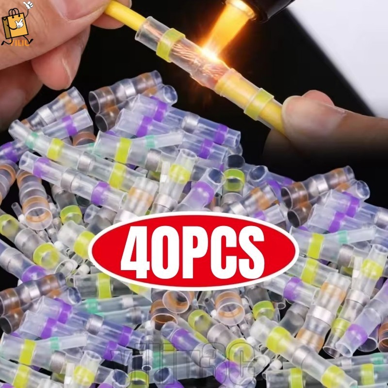 [Prim] 40-10Pcs แหวนเชื่อม Heat-Shrinkle Terminal - Solder Wire Terminal Butt - ขั้วต่อ Splice - เทอ