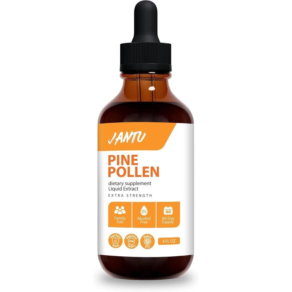 Jantu Pine Pollen 4 fl oz Tincture - Pine Pollen 10:1 Extract Powder อาหารเสริมหยดของเหลวสําหรับผู้ช
