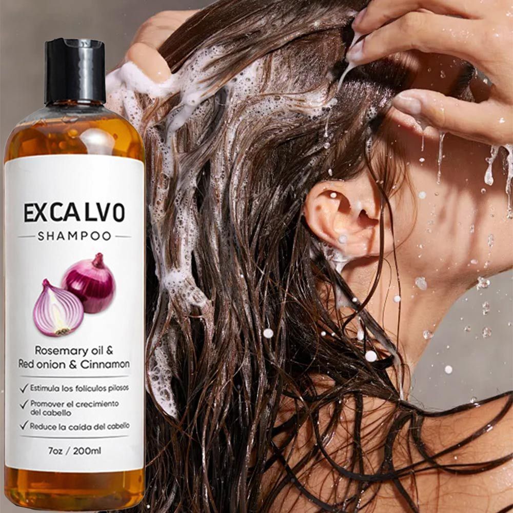☆优美·EXCALVO Shampoo 200ml With Rosemary Oil, Red Onion, แชมพูปลูกผมอบเชย