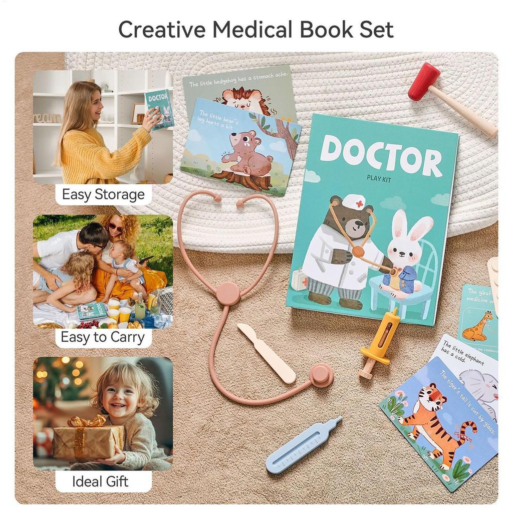 Doctor Set Doctor Role Play for Kids Simulation Hospital Equipment Costume Accessories for Little Bo