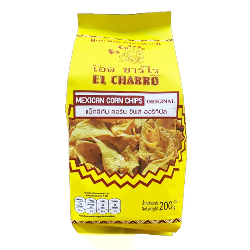 เอล ชาร์โร (EL CHARRO) คอร์นชิพ ข้าวโพดแผ่นทอด รสดั้งเดิม กรอบอร่อย 200ก. (EL CHARRO Corn Chips Original)