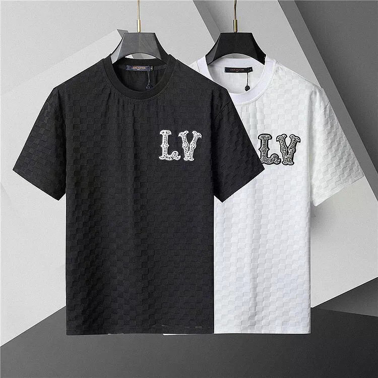 LV2424 ผู้ชายครึ่งแขนรอบคอบ Letter Print ลายเสื้อแฟชั่น