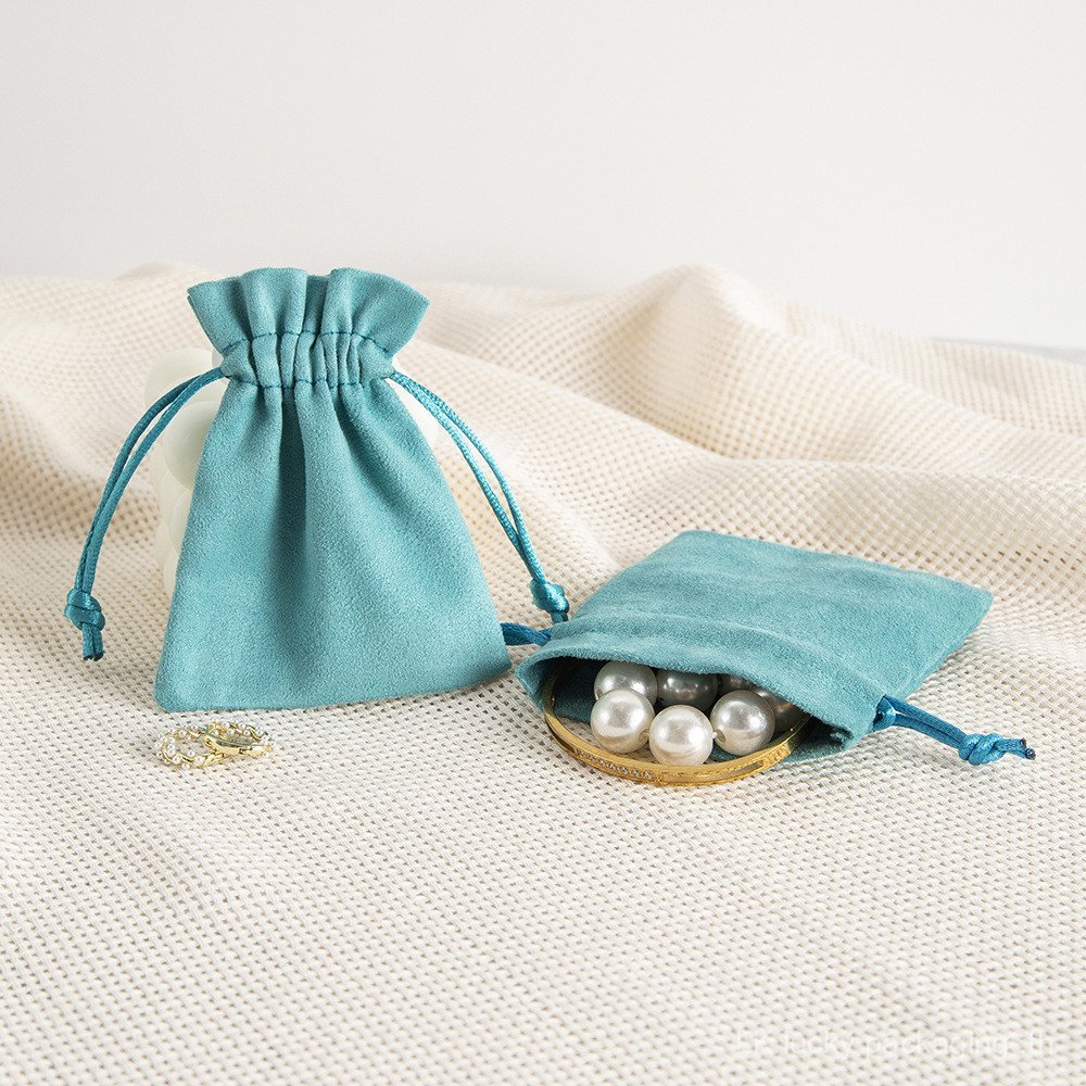 25/50ชิ้น Tiffany Blue Drawstring Flannel Bag ถุงของขวัญกระเป๋าเก็บเครื่องประดับถุงบรรจุภัณฑ์เครื่องประดับโลโก้ปรับแต่งได้