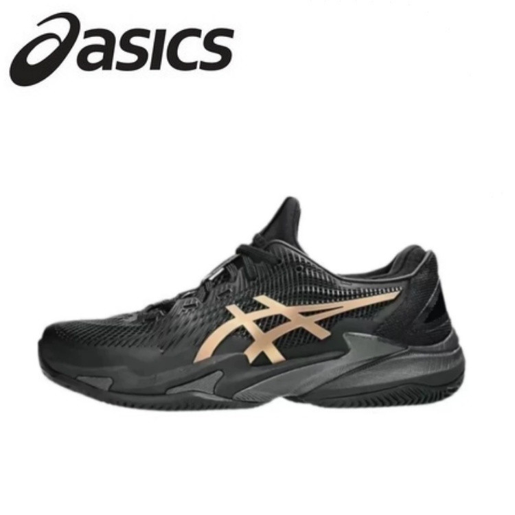 ASICS Court FF 3 พ.ย.รองเท้าผ้าใบต่ําสําหรับทั้งชายและหญิงรองเท้าเทนนิสสีดําทองตัดต่ํา