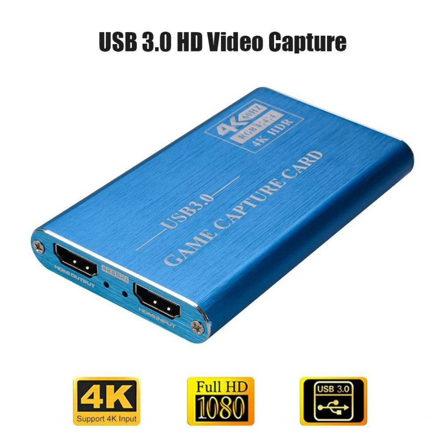 Game Capture Card เกมการ์ด สำหรับไลฟ์สตีม HDMIเป็นUSB3.0 4K60FPS การ์ดจับภาพวิดีโอ Windows Linux