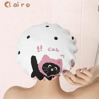 COD หมวกคลุมผมอาบน้ํากันน้ํา หนาพิเศษ ผลิตจาก EVA มีลายการ์ตูน Claire
