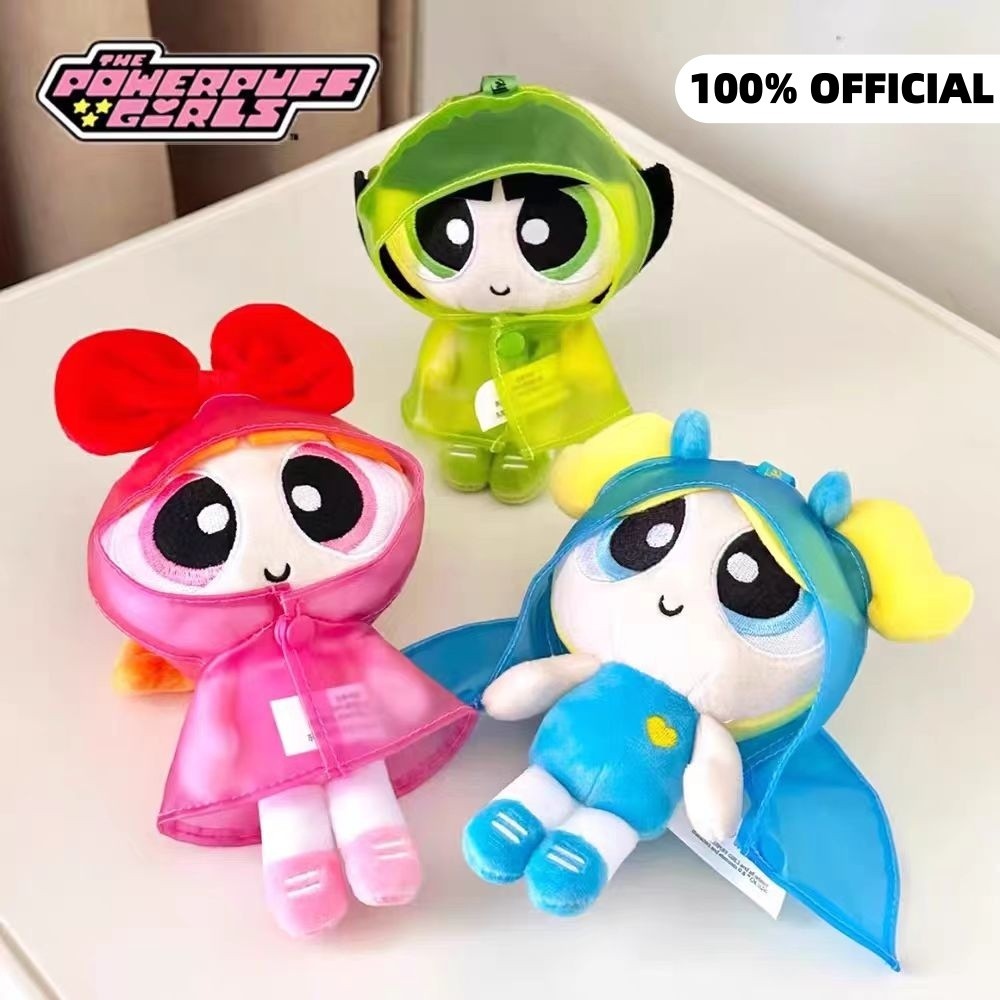 ของแท้ Powerpuff Girls Plush ตุ๊กตาของเล่นพวงกุญแจอะนิเมะการ์ตูน Blossom Bubbles Buttercup ตุ๊กตาตุ๊กตากระเป๋าเป้สะพายหลังตกแต่งของขวัญ