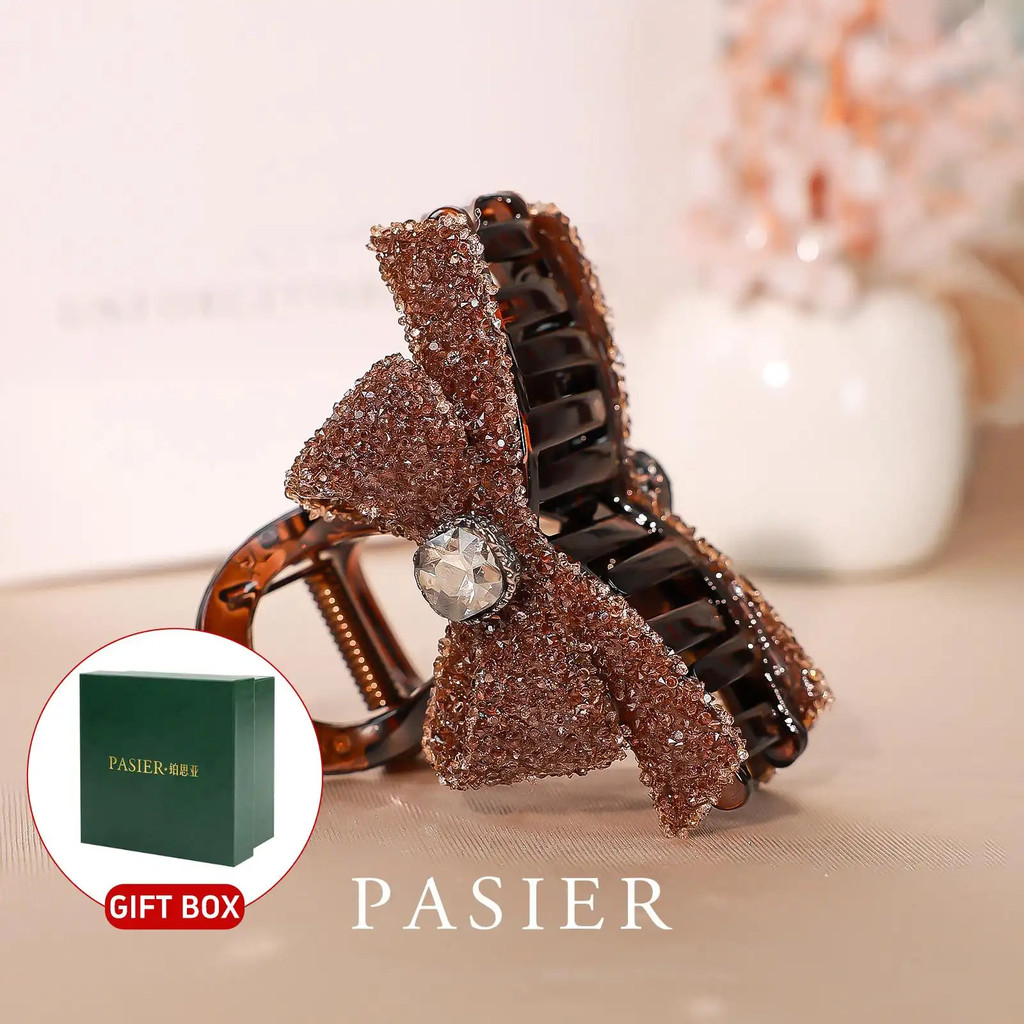 PASIER กิ๊บหนีบผมสีน้ำตาลช็อกโกแลต 8ซม. ดีไซน์คลาสสิกเรียบหรู สำหรับเกล้าผมไปงาน FS8618