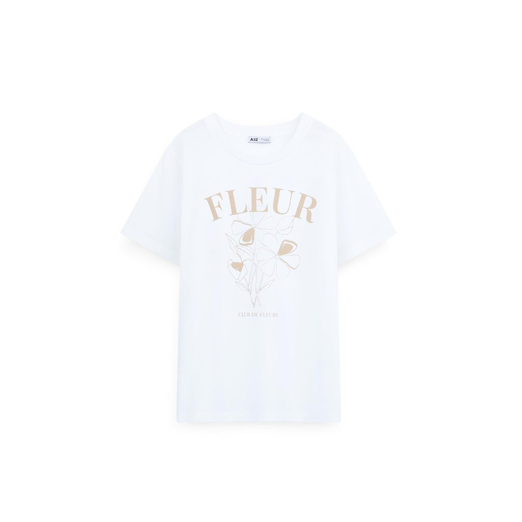 AIIZ (เอ ทู แซด) - AIIZ เสื้อยืดผู้หญิง พิมพ์ลายดอกไม้ AIIZ Women's Graphic T-Shirt