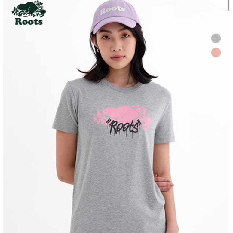 Ro.ots ผู้ชายและผู้หญิงฤดูร้อนเสื้อยืด Beaver จดหมายพิมพ์รอบคอผ้าฝ้ายเสื้อแขนสั้น