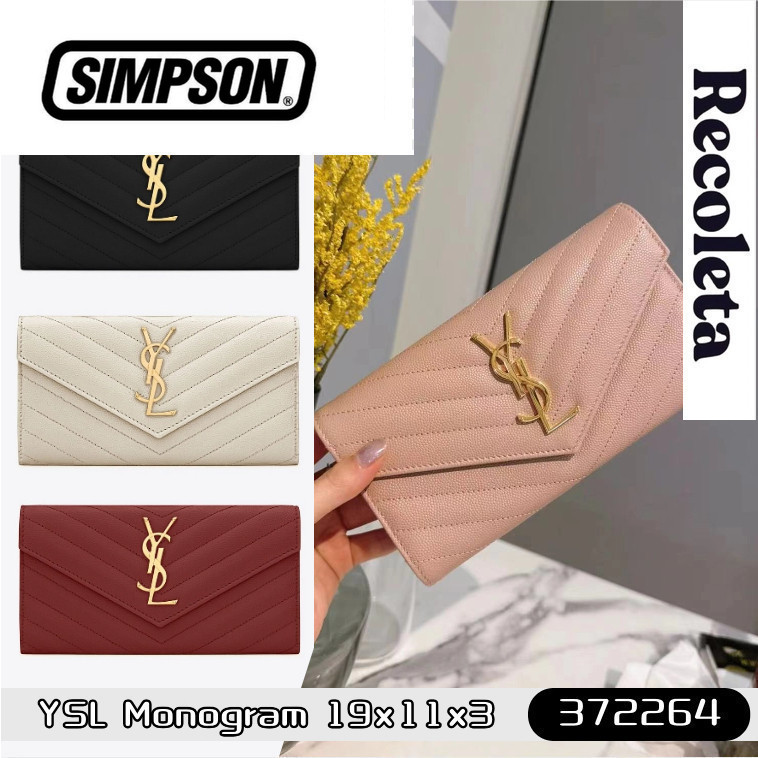 YSL Saint Laurent Monogram Long Wallet แซงต์โลร็องต์กระเป๋าสตางค์ใบยาว/กระเป๋าใส่เหรียญ/สไตล์ผู้หญิง