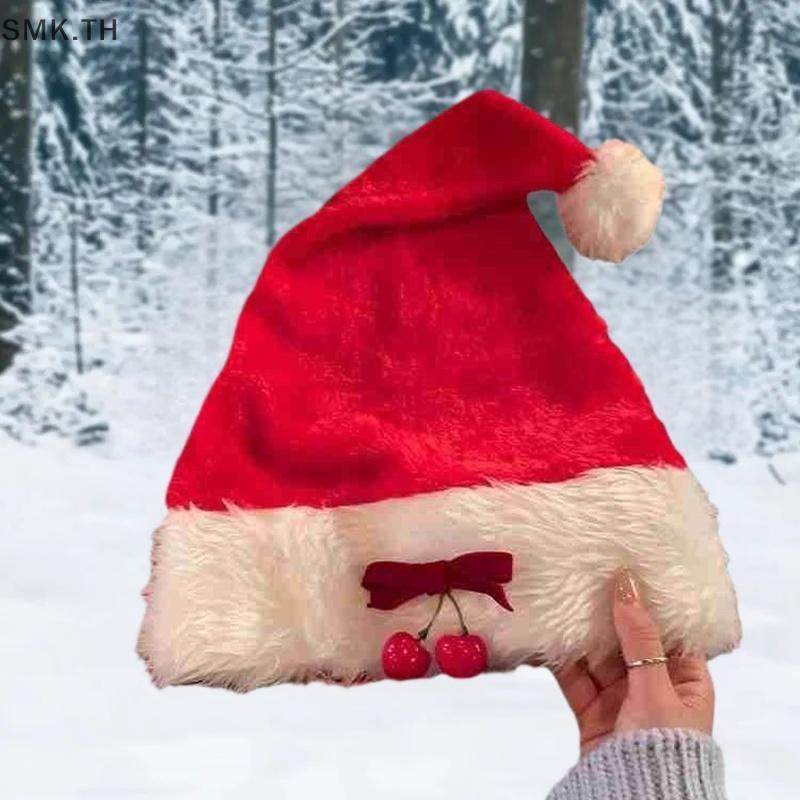 [SMK] คริสต์มาส Santa หมวก Xmas ยาว Plush Holiday หมวกสีแดงสําหรับผู้ใหญ่และเด็ก Unisex 2025 ปีใหม่เ