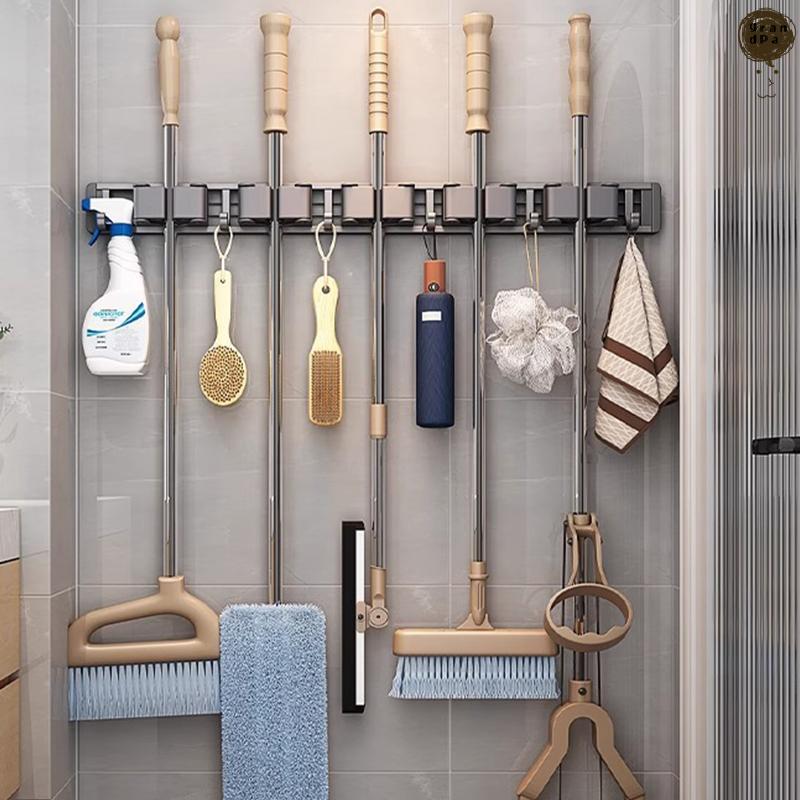 [GR] Mop And Broom Storage Rack Mop Rack ติดผนัง Strong ไม้กวาด Mop Rackes พร้อม Hook Storage Rack แ