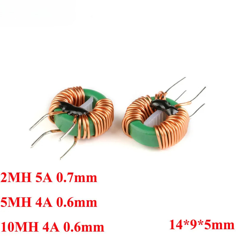 5pcs 2MH 5MH 10MH Annular โหมดทั่วไปกรอง Inductor 0.6 มม.0.7 มม.ลวด Choke แหวน 4A 5A เหนี่ยวนํา 14*9