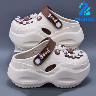 IMOHOO 9cm Sandal Wanita Terbaru EVA Gaya Korea Sol Tebal Anti Selip Tinggi Modis Baru Wedges