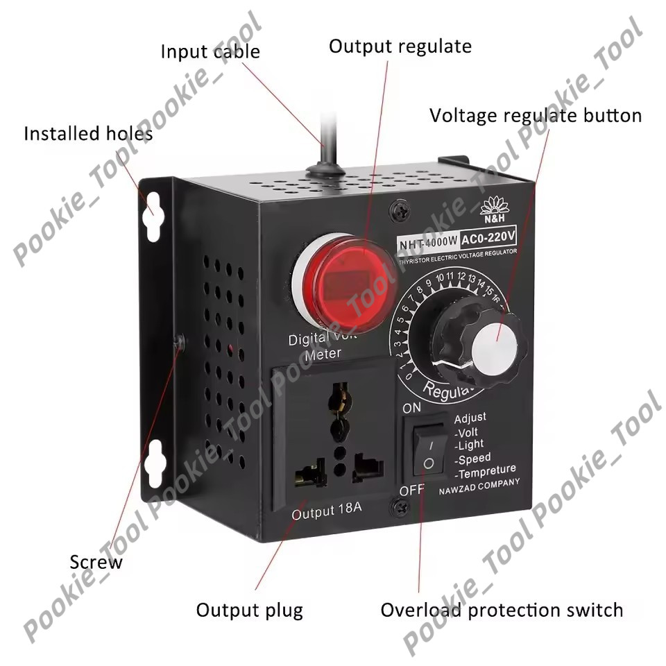 💥พร้อมส่ง💥ดิมเมอร์ 4000W AC 220V ควบคุมมอเตอร์และความร้อน แบบพกพา ทนทาน ปรับความเร็วได้ละเอียด ใช้งานง่าย - รูปที่ 6