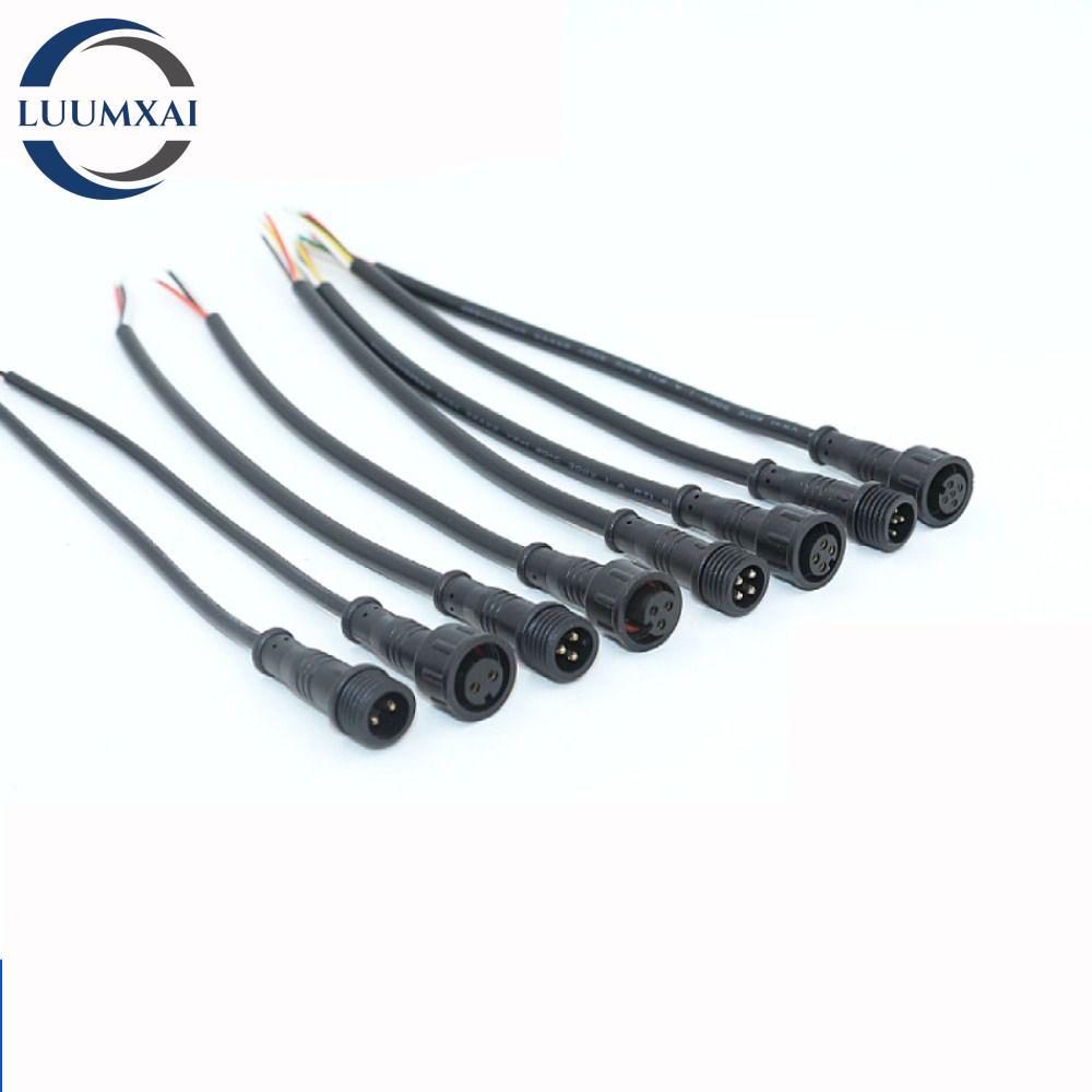 LUUMXAI ชายหญิง LED Connector, IP67 สายสีดํา 2Pin 3Pin 4Pin แจ็ค, การสื่อสาร 20 ซม.2Pin 3Pin 4Pin สา