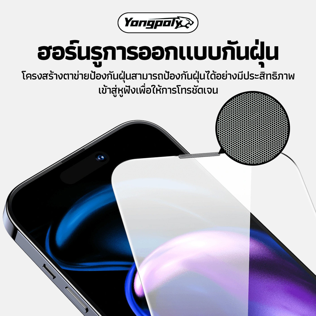 Yongpoly Corning ฟิล์มกระจกใส เต็มจอ ไม่มีขอบดำ | Borderless HD Glass | สำหรับ iPhone 17PROMAX 17PRO 16PRO 15 14 13 12 - รูปที่ 4