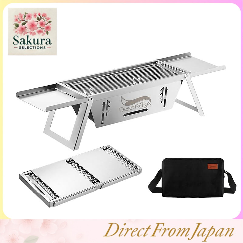 DesertFox Portable Stainless Steel Fire Pit and BBQ Grill - Compact, Lightweight, Foldable with Adju